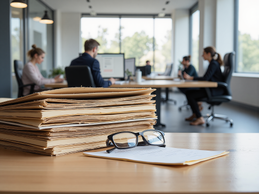 专业法务团队工作场景,桌上摆放着法律文件和监管条例,体现合规专业性